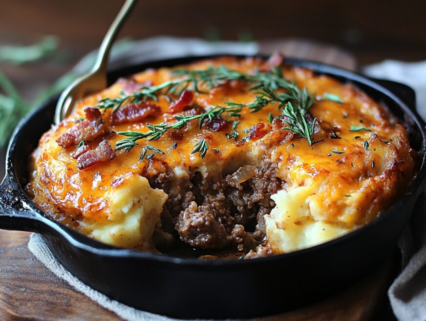 Cowboy Meatloaf and Potato Casserole fresh out of the oven