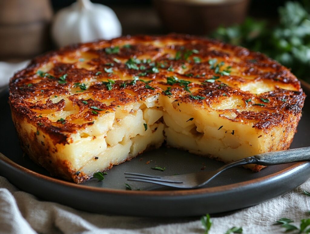 Traditional Ashkenazi-style potato kugel with a crispy crust