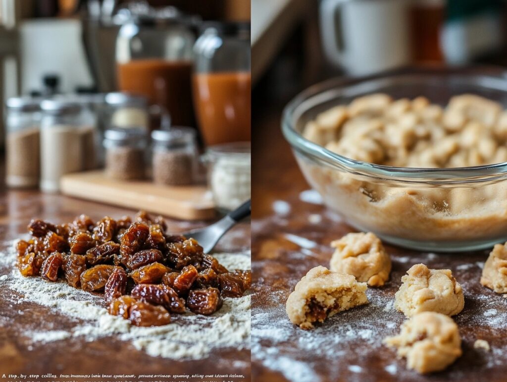 Step-by-step process of making homemade date cookies.