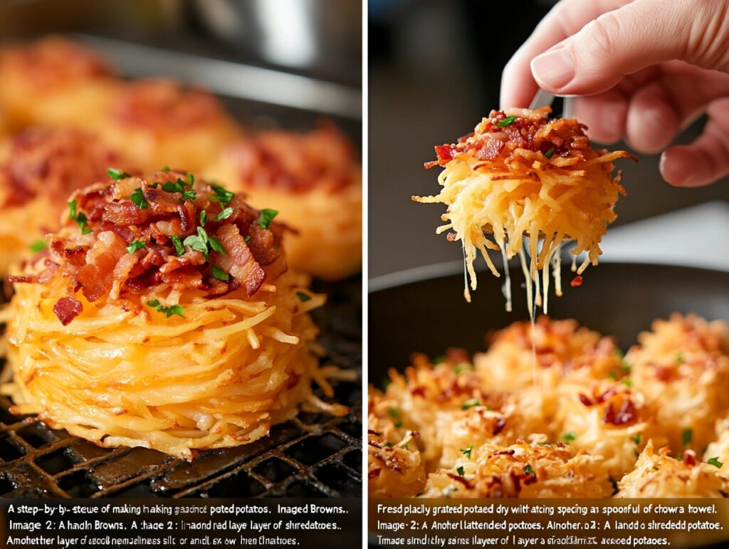 Step-by-step process of making homemade Stuffed Hash Browns