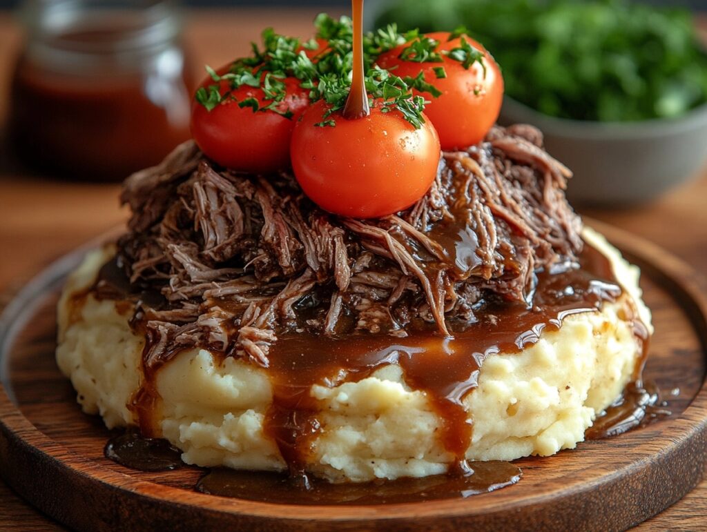  Step-by-step process of assembling a Hot Beef Sundae