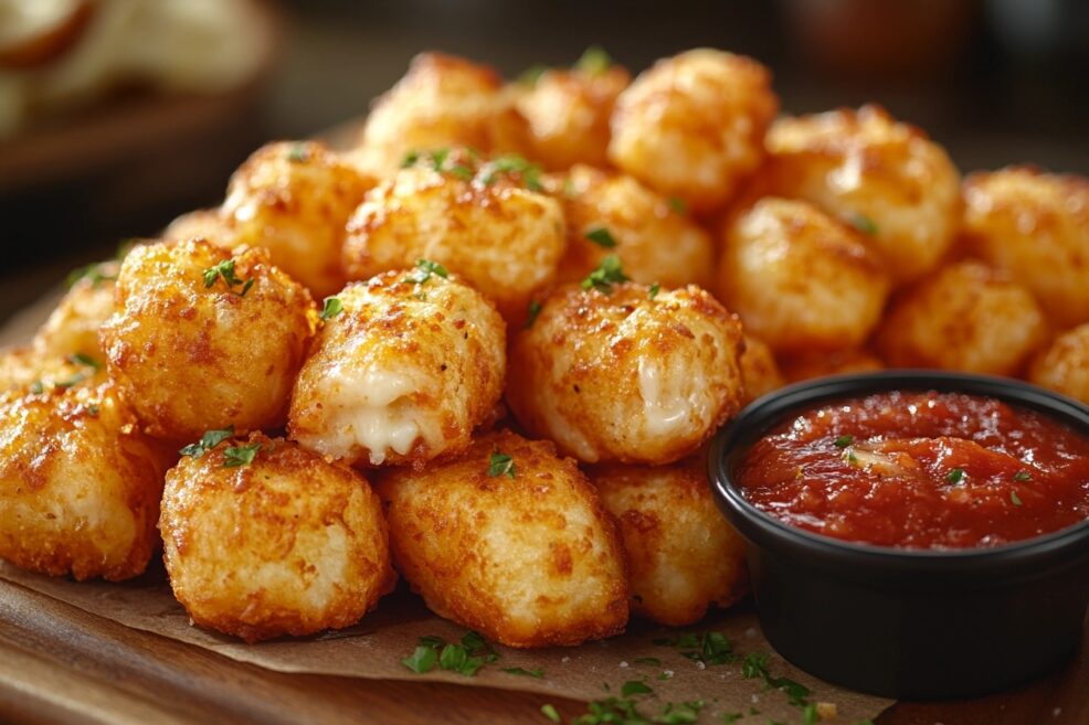 Close-up of Little Caesars Crazy Puffs with melted cheese and crispy crust.