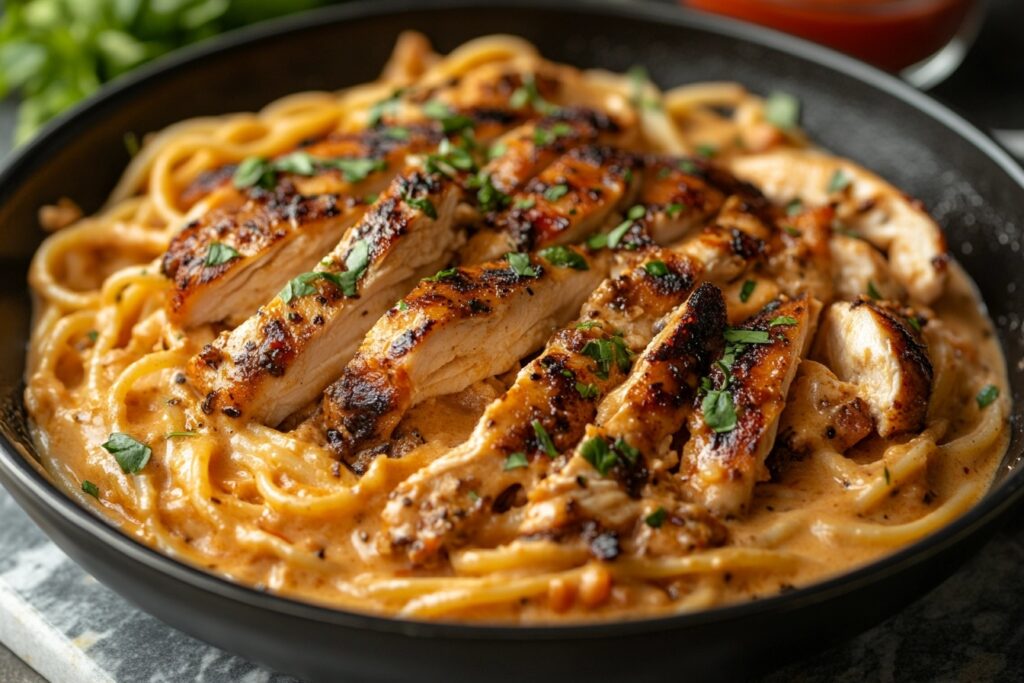 Combining jerk chicken with creamy pasta sauce