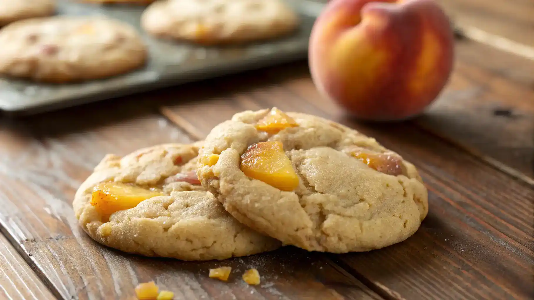 Close-up of an Irresistible Peach Cobbler Cookie