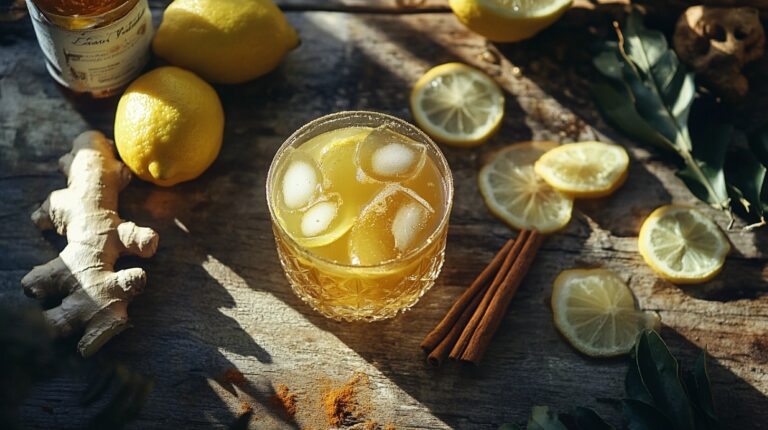 Brazilian Mounjaro detox drink with lemon, ginger, and apple cider vinegar