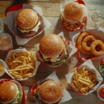 Burger King Mukbang feast with burgers, fries, and shakes