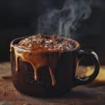 High-protein lava chocolate mug cake in a mug