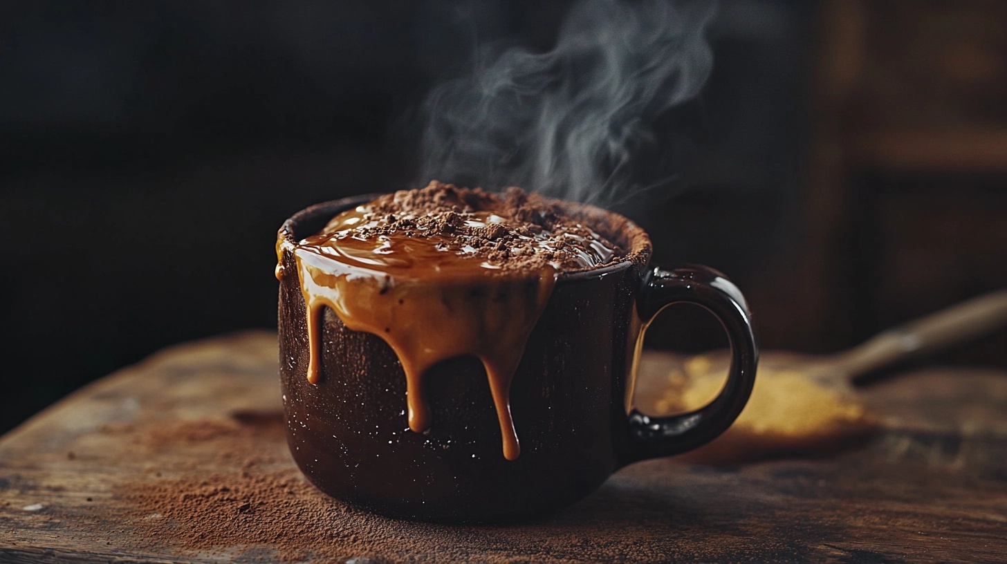 High-protein lava chocolate mug cake in a mug