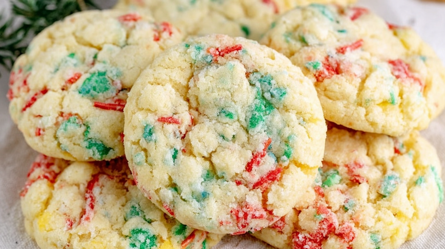 Soft gooey butter cookies dusted with powdered sugar