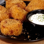 Crispy homemade chicken nuggets with dipping sauces