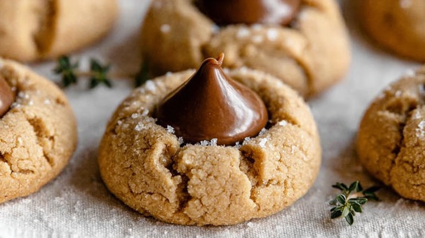 Soft & Chewy Peanut Butter Blossoms with melting chocolate centers