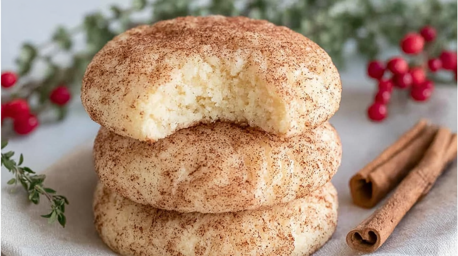 Cinnamon cream cheese cookies on a plate with powdered sugar