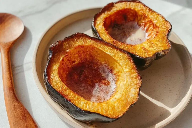 Air fryer acorn squash garnished and ready to serve