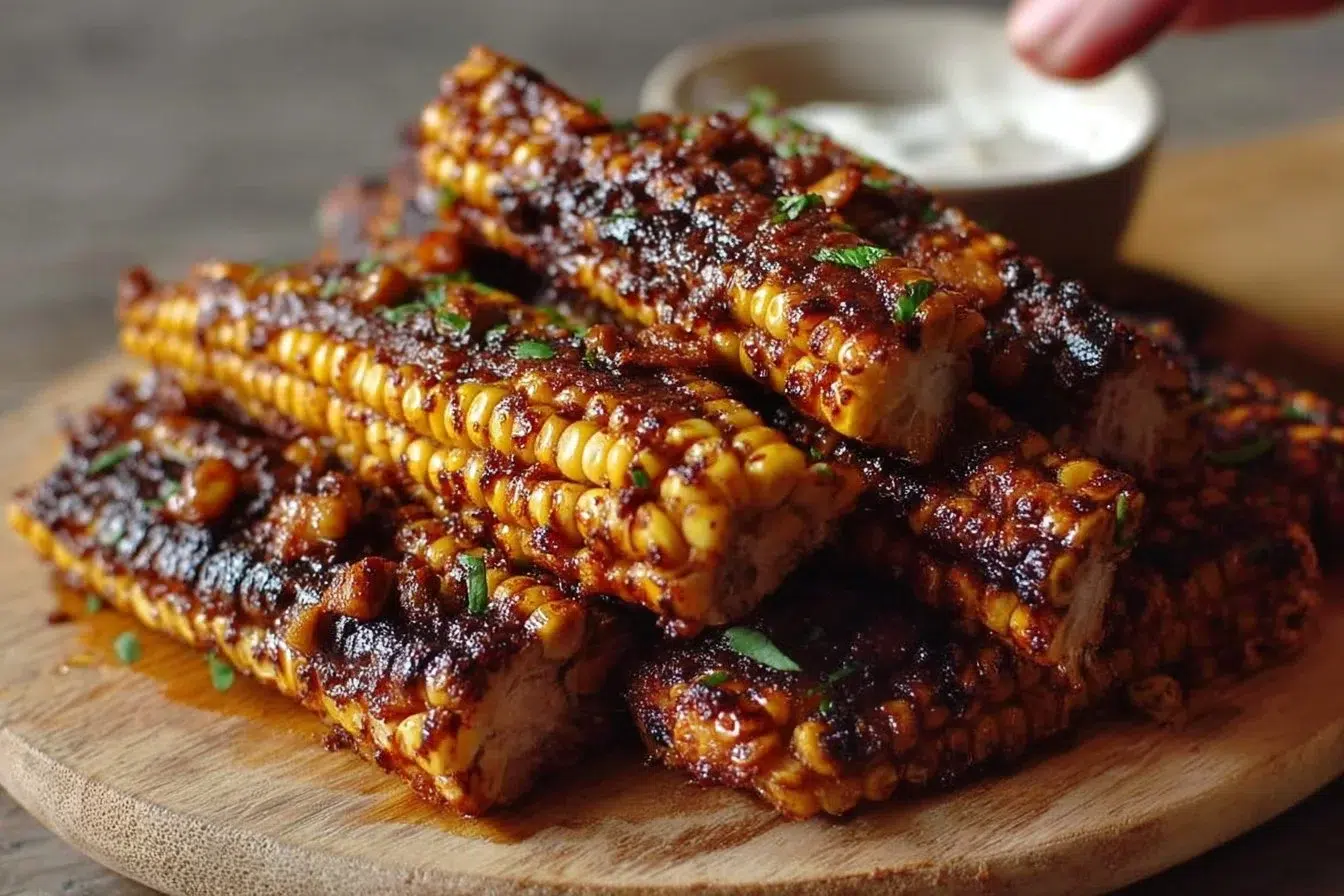 Delicious Aleppo Chili Corn Ribs garnished with spices