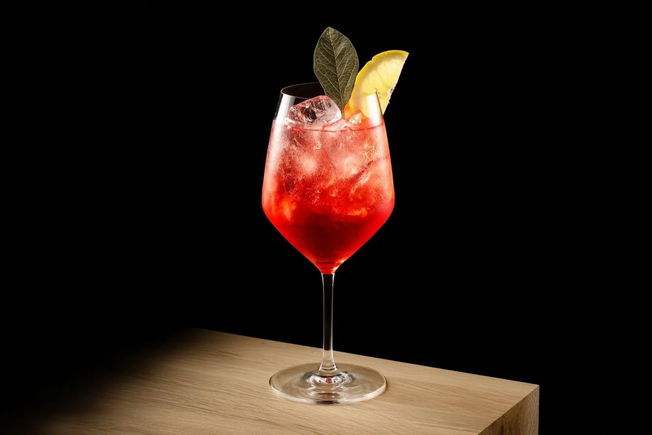 A refreshing Aperol Spritz cocktail served in a glass with an orange slice.