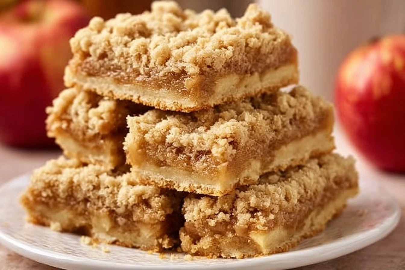 Delicious apple pie bars with a golden crust and spiced apple filling