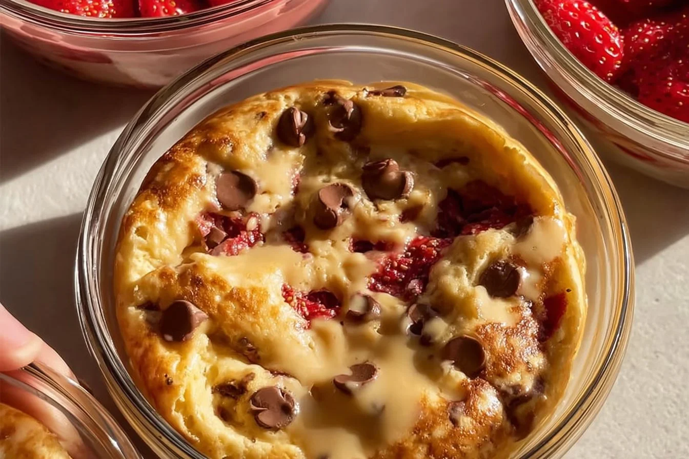 Delicious baked protein pancake bowls, ideal for meal prep without bananas