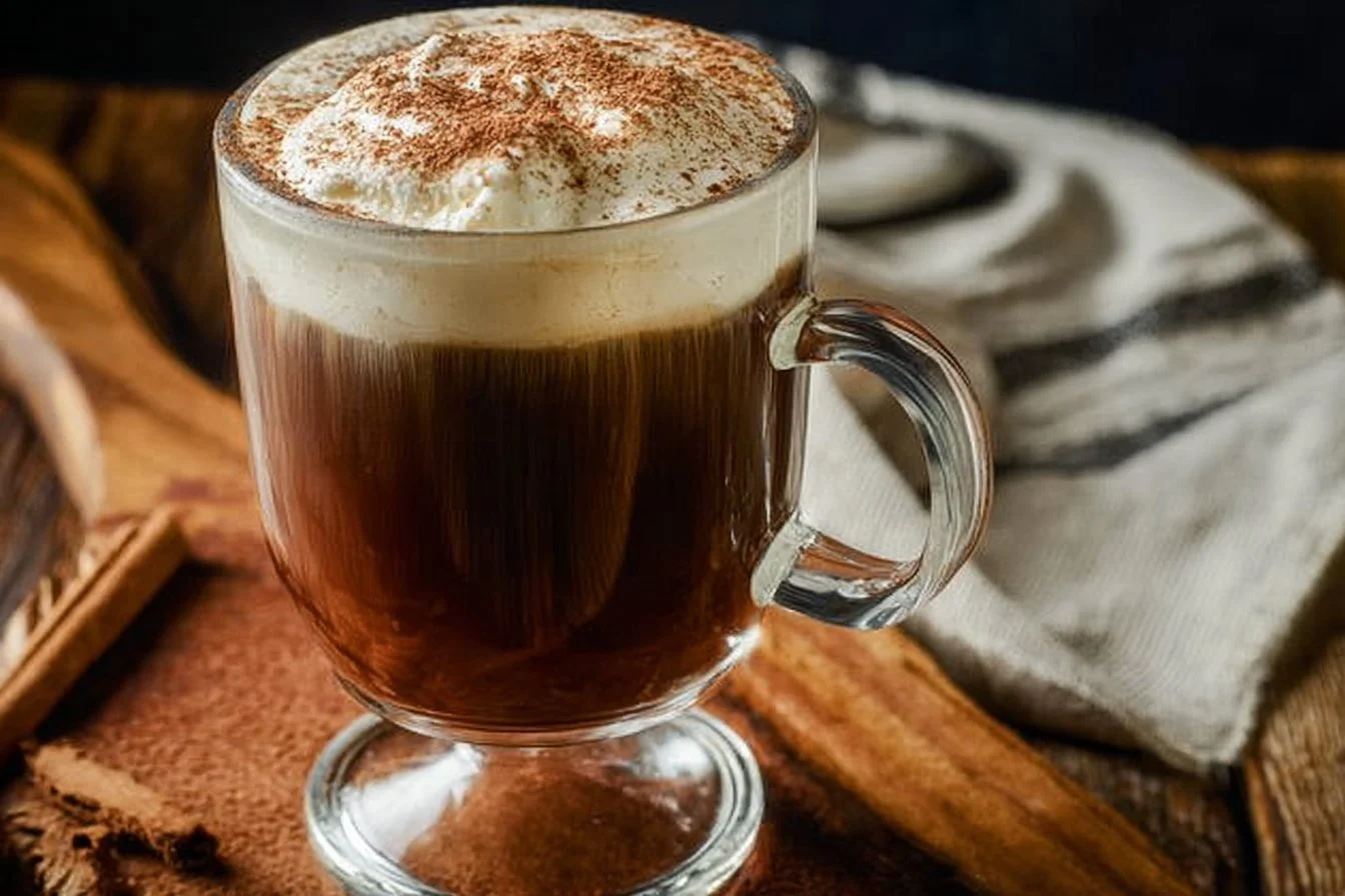 Delicious amaretto coffee with almond flavor served in a cup