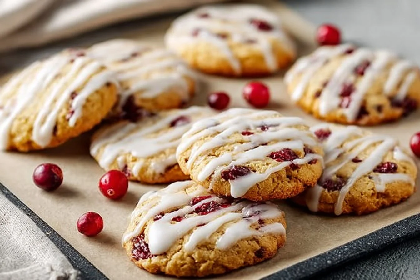 Delicious cranberry orange cookies on a festive holiday platter
