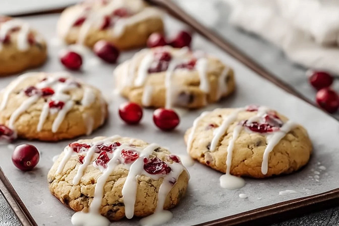 Delicious cranberry orange cookies on a festive plate for Christmas