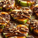 Delicious caramel apple slices drizzled with caramel sauce