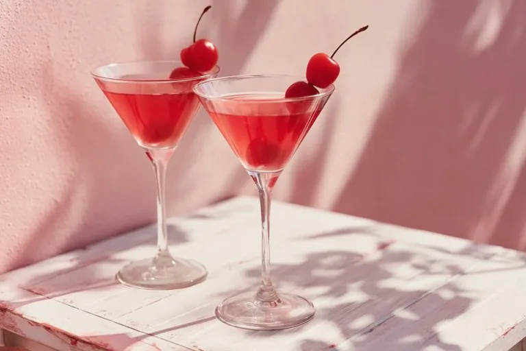 Refreshing Cherry Mocktail in a glass with fresh cherries and mint leaves