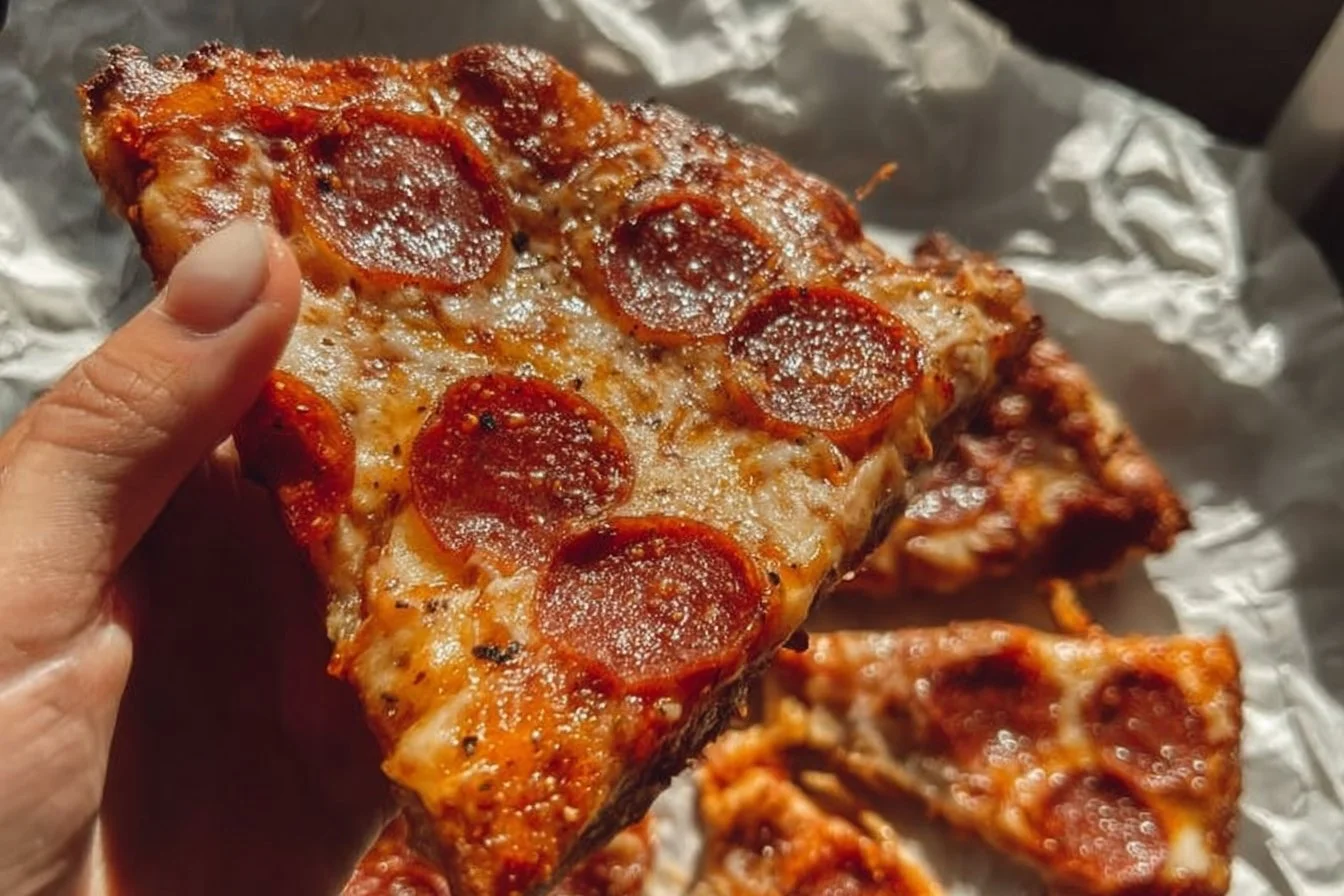 Delicious homemade Chicken Crust Pizza topped with fresh ingredients