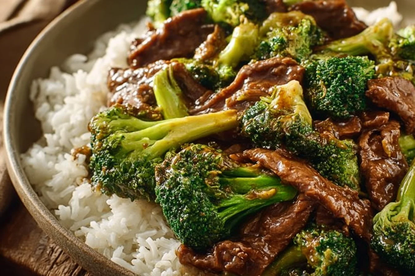 Chinese Beef and Broccoli stir-fry served in a bowl