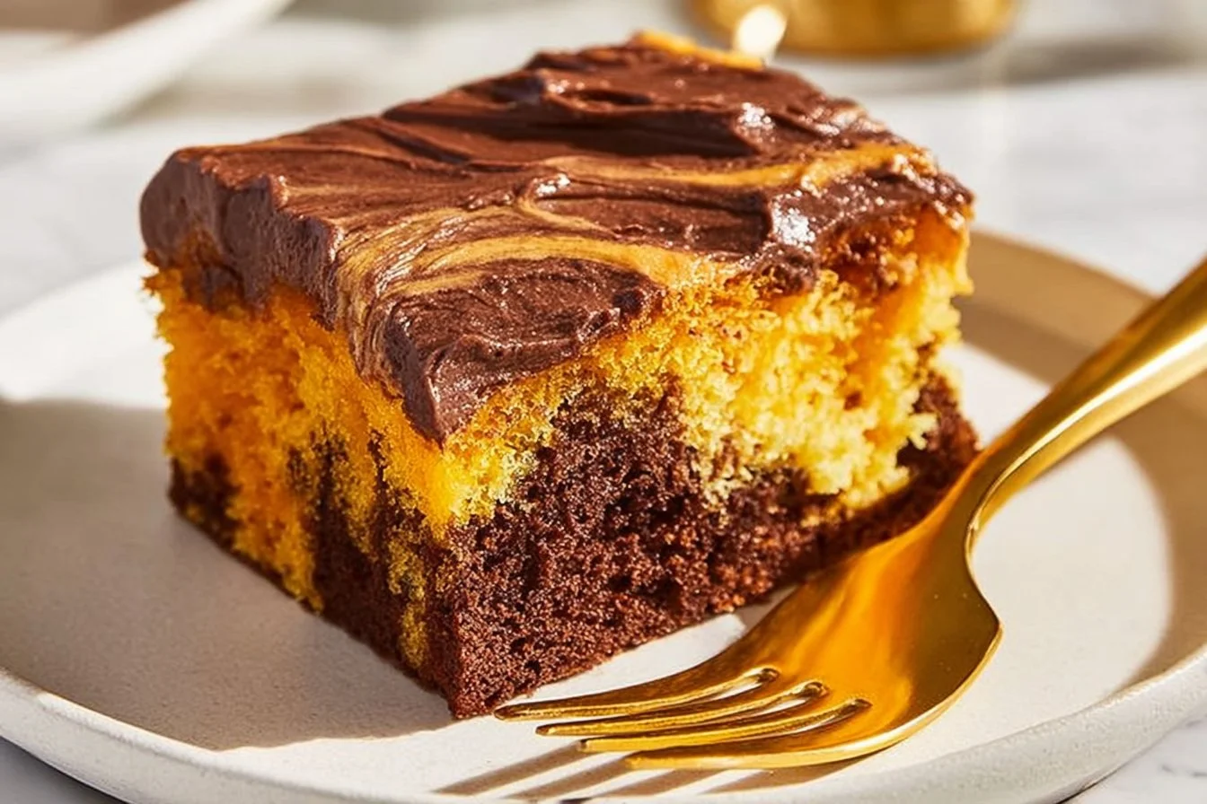 Delicious and moist Chocolate Poke Cake with rich chocolate frosting