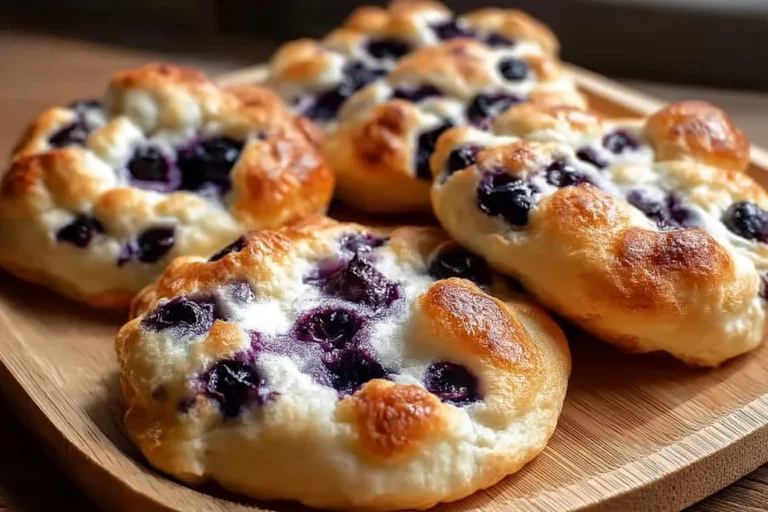 Cottage Cheese Blueberry Cloud Bread recipe with blueberries and cottage cheese