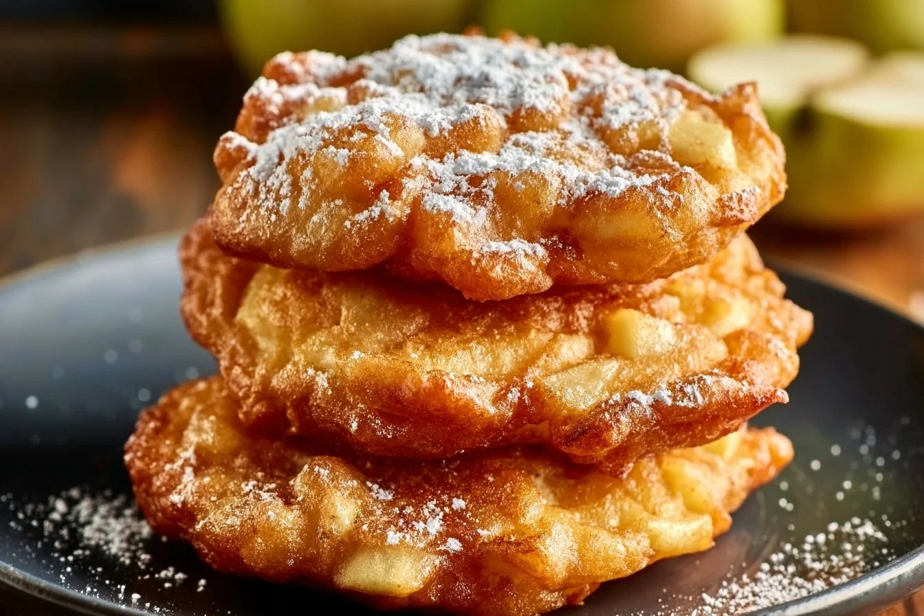Crispy air fryer apple fritters served with a delicious glaze