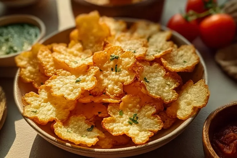 Bowl of crispy low-carb cottage cheese chips ready for a healthy snack