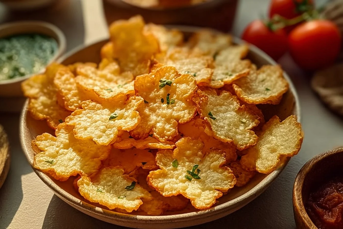 Bowl of crispy low-carb cottage cheese chips ready for a healthy snack