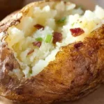 Crispy oven-baked potatoes on a plate garnished with herbs