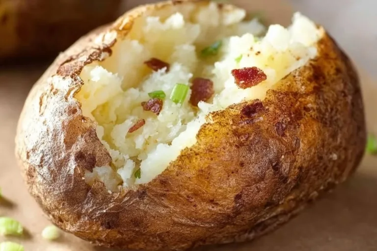 Crispy oven-baked potatoes on a plate garnished with herbs
