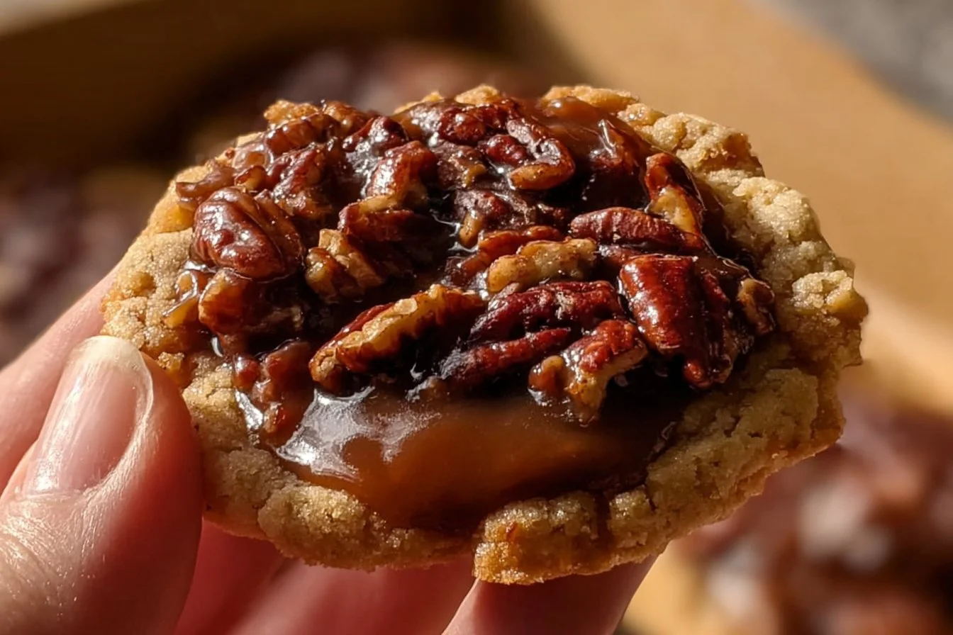 Freshly baked Crumbl Pecan Pie Cookies with pecans and a golden crust