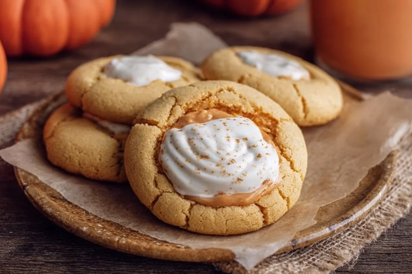 Crumbl pumpkin pie cookies fresh out of the oven