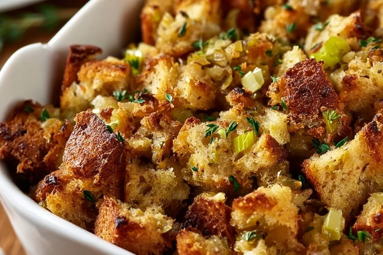 Delicious Thanksgiving stuffing made from Grandma's special recipe