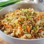 Egg Roll in a Bowl recipe featuring fresh vegetables and savory meat
