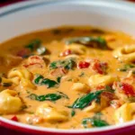Bowl of Marry Me Tuscan Chicken Soup with fresh herbs and garnishes