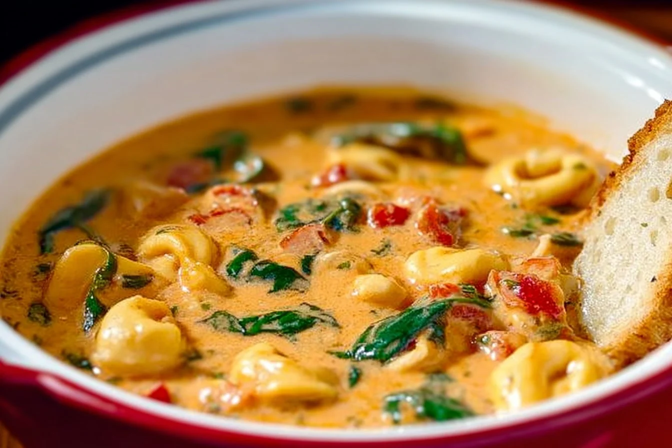 Bowl of Marry Me Tuscan Chicken Soup with fresh herbs and garnishes