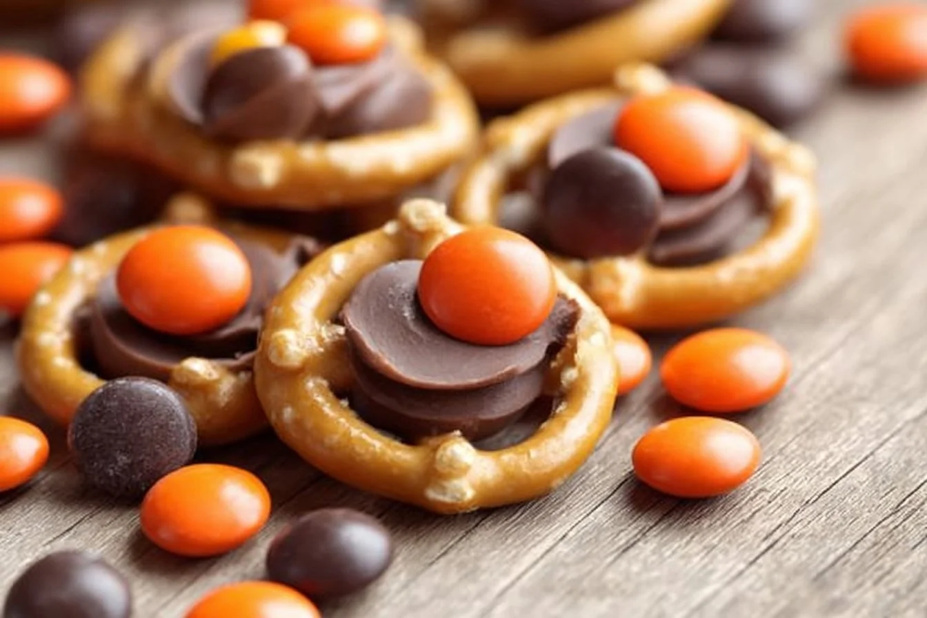 Colorful Halloween pretzel treats decorated for spooky celebrations