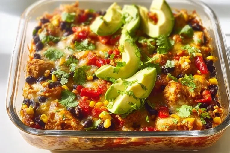 High-protein chicken enchilada bowls with cottage cheese served in a dish