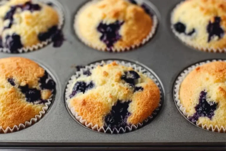 High protein cottage cheese blueberry muffins fresh out of the oven