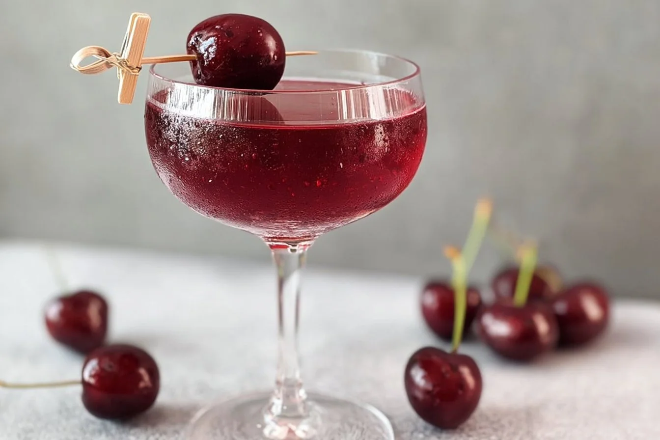 Refreshing Italian Cherry Martini cocktail served in a stylish glass