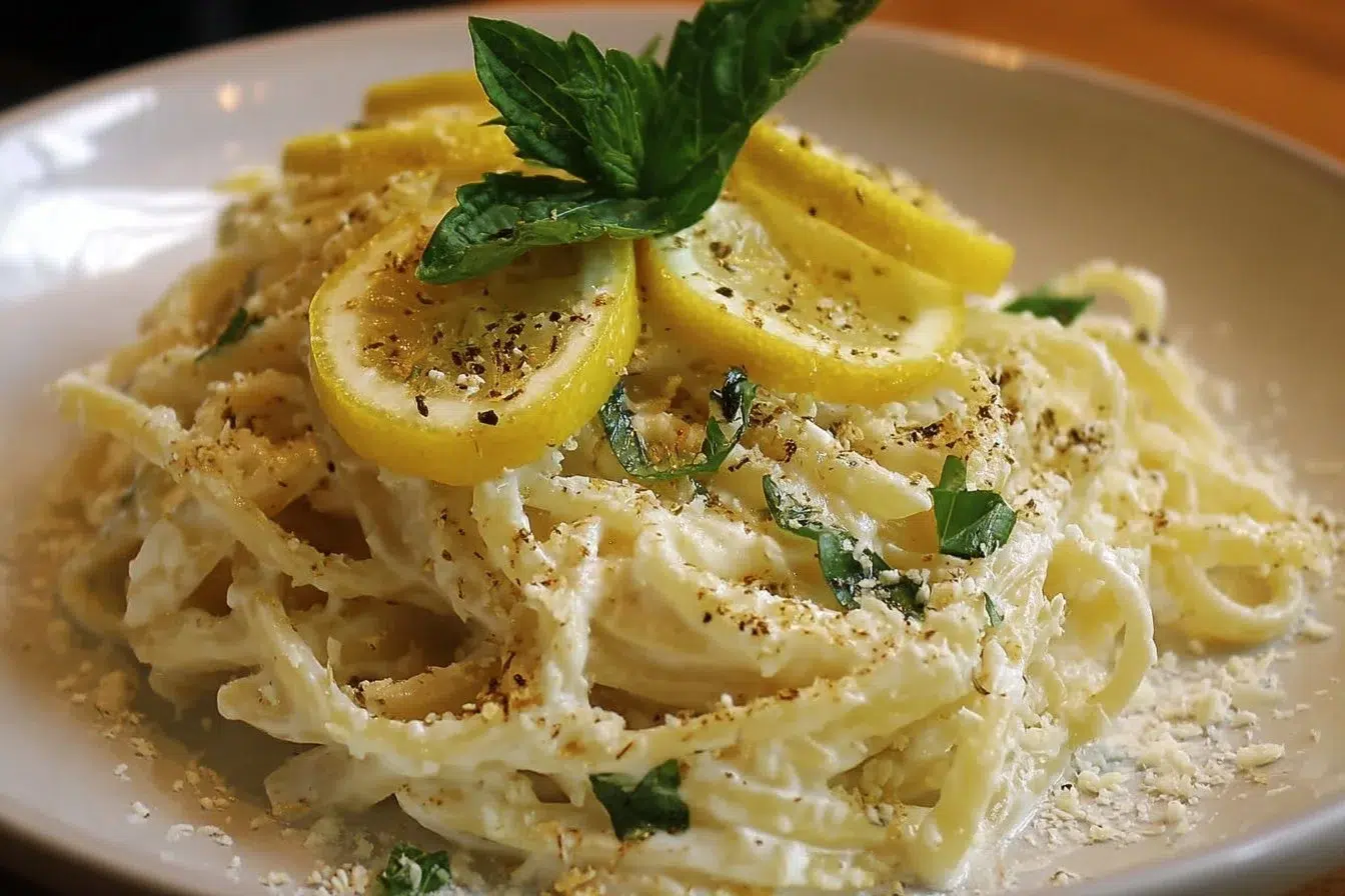 Creamy Lemon Ricotta Pasta garnished with herbs and lemon zest