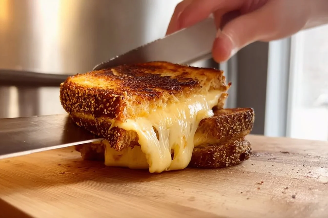 Melty vegan cheese on a pizza slice