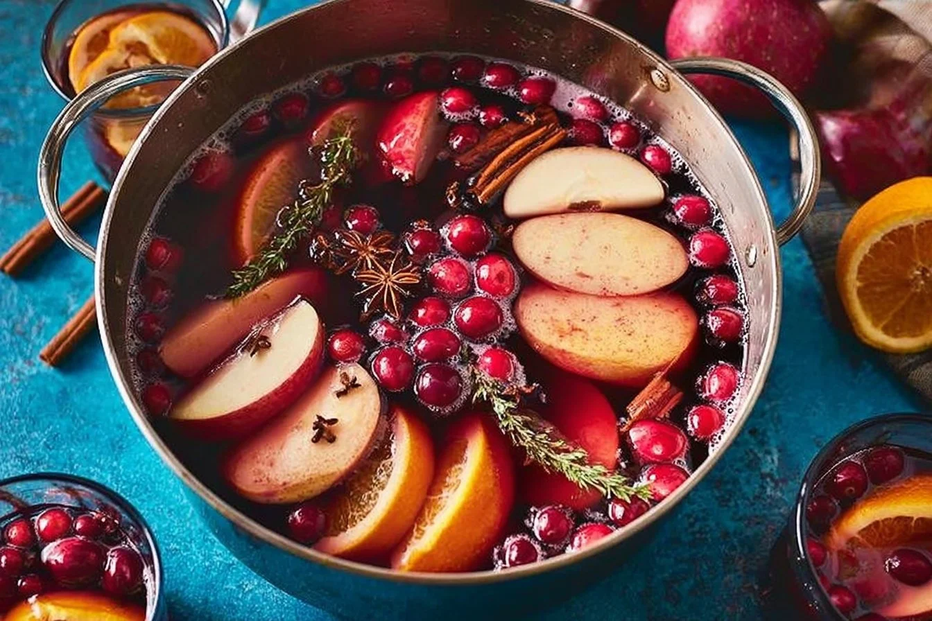A cozy cup of mulled wine with whole spices, showcasing seasonal flavors.