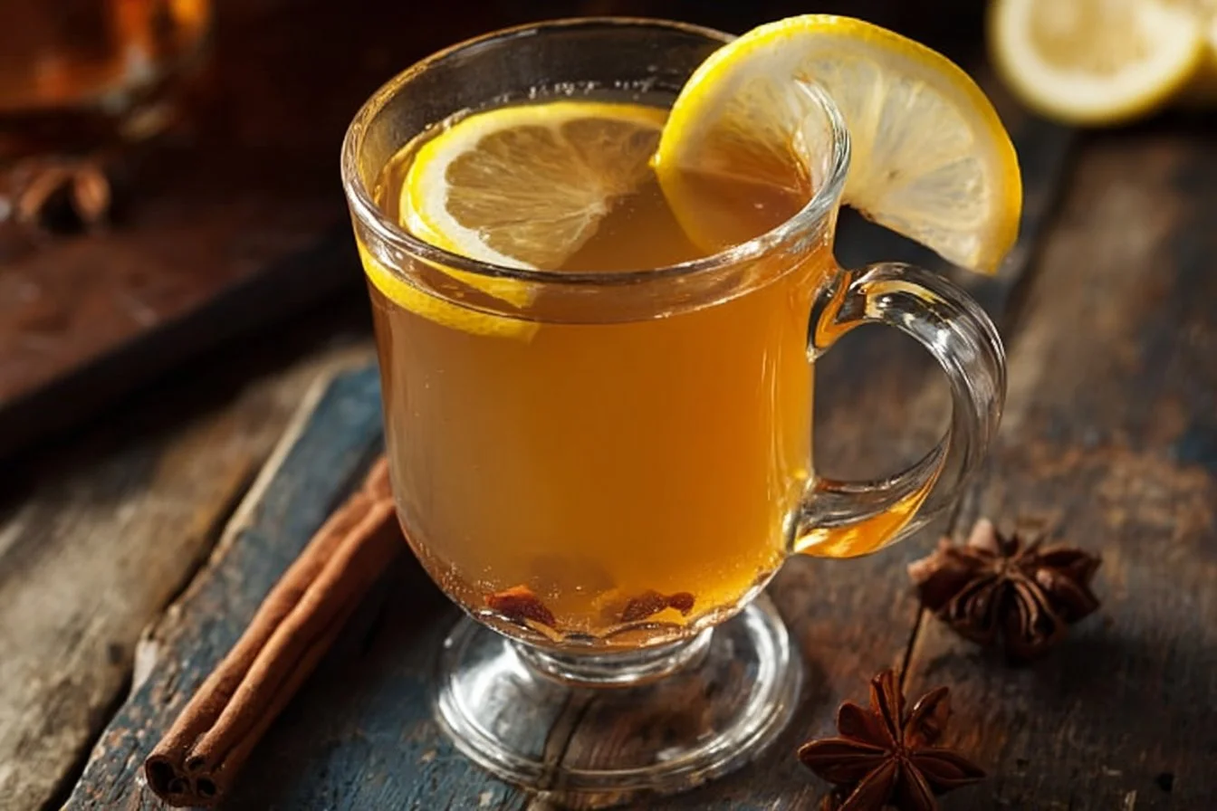 Homemade Old Fashioned Hot Toddy served in a cozy setting