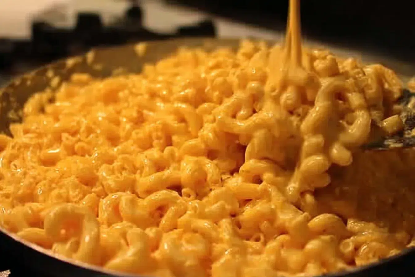 One pot creamy mac and cheese dish garnished and ready to serve